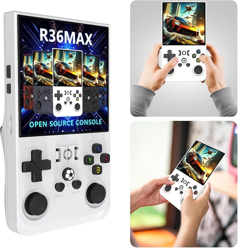 White Open Source R36Max 4 Inch Handheld Video Game Console Pocket Player Gift - Image 2